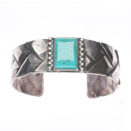 6.4" c1930's Navajo chiseled/filed basket pattern sterling silver cuff bracelet