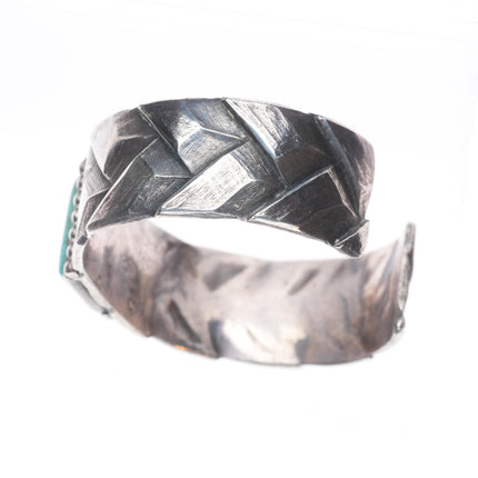 6.4" c1930's Navajo chiseled/filed basket pattern sterling silver cuff bracelet