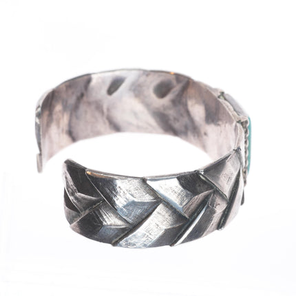 6.4" c1930's Navajo chiseled/filed basket pattern sterling silver cuff bracelet
