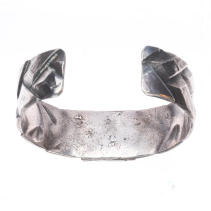 6.4" c1930's Navajo chiseled/filed basket pattern sterling silver cuff bracelet