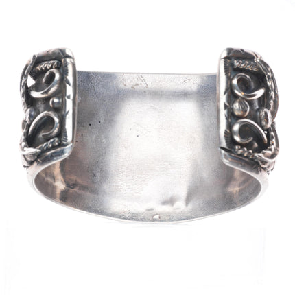7" Heavy vintage Navajo sterling silver cuff bracelet with nice turquoise