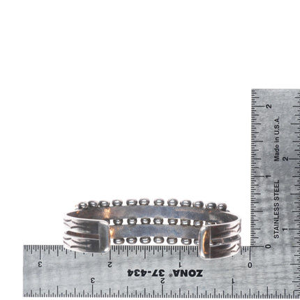 6.4" 30's-40's Vintage Zuni Snake eye turquoise 2 row cuff bracelet sterling silver