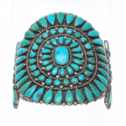 7" Big Victor Moses Begay Navajo turquoise cluster cuff bracelet sterling silver