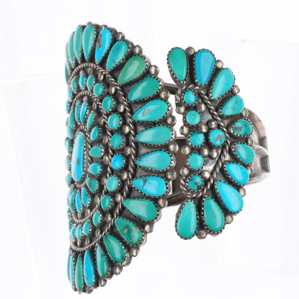 7" Big Victor Moses Begay Navajo turquoise cluster cuff bracelet sterling silver