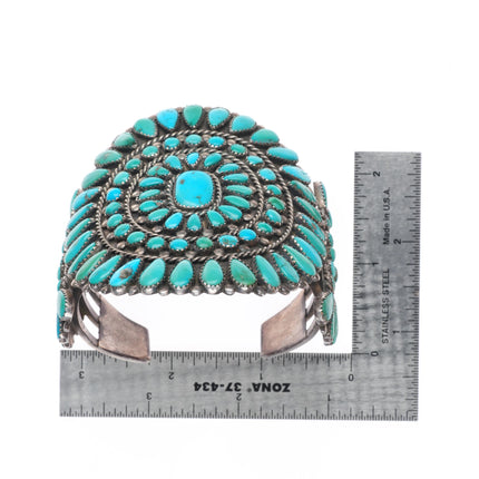 7" Big Victor Moses Begay Navajo turquoise cluster cuff bracelet sterling silver