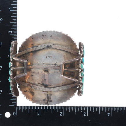 7" Big Victor Moses Begay Navajo turquoise cluster cuff bracelet sterling silver