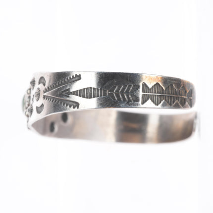 6.5" 1940's Fred Harvey - Navajo sterling silver arrows turquoise cuff bracelet
