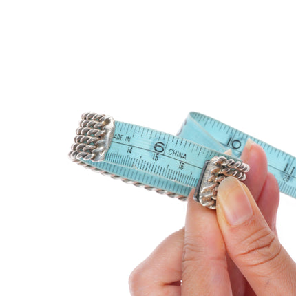 6.5" Vintage Southwestern sterling silver twisted wire 6 row cuff bracelet