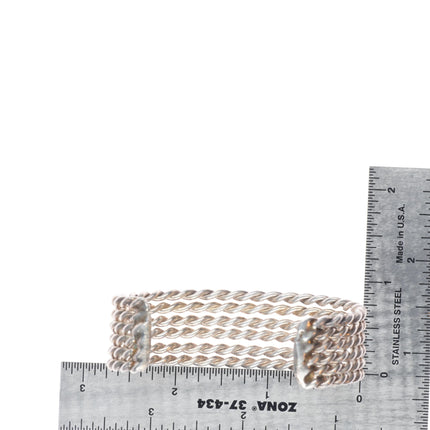 6.5" Vintage Southwestern sterling silver twisted wire 6 row cuff bracelet