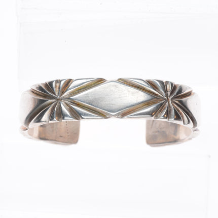 6.1" Vintage Navajo chiseled and filed ingot silver cuff bracelet sterling