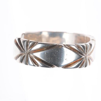 6.1" Vintage Navajo chiseled and filed ingot silver cuff bracelet sterling