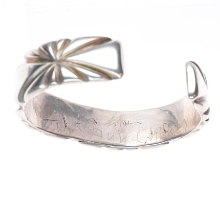 6.1" Vintage Navajo chiseled and filed ingot silver cuff bracelet sterling