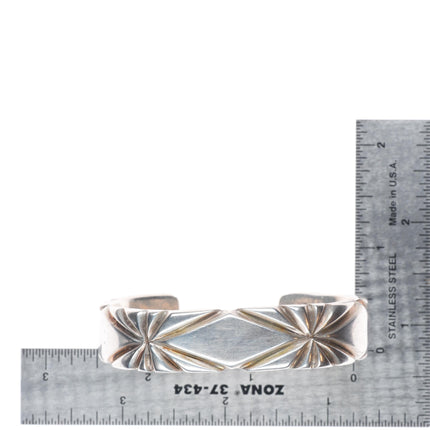 6.1" Vintage Navajo chiseled and filed ingot silver cuff bracelet sterling