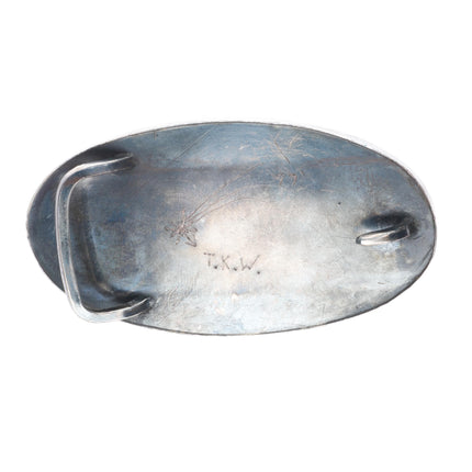 1977 Native American Modernist Sterling silver ironwood/lapis moon belt buckle