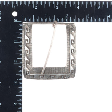 Big vintage Hopi overlay style belt buckle with wave/water motif sterling silver