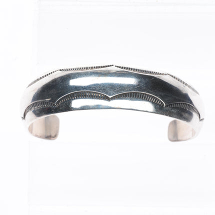 6.75" Orville Tsinnie Navajo sterling silver stamped domed cuff bracelet