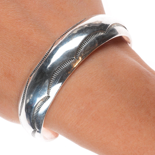 6.75" Orville Tsinnie Navajo sterling silver stamped domed cuff bracelet