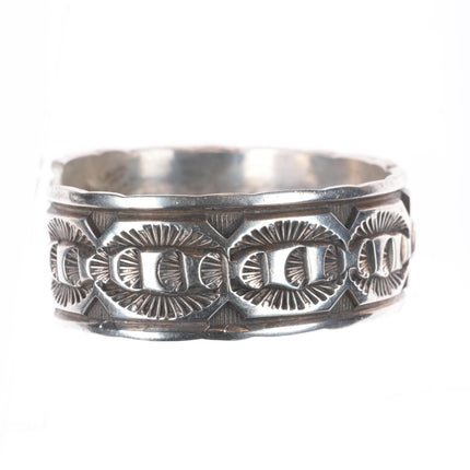 6.6" Vintage Navajo Deep stamped sterling silver SB cuff bracelet