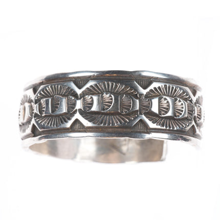 6.6" Vintage Navajo Deep stamped sterling silver SB cuff bracelet