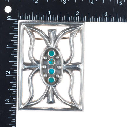 Vintage Navajo Blue Gem turquoise tufa/sand cast sterling silver belt buckle