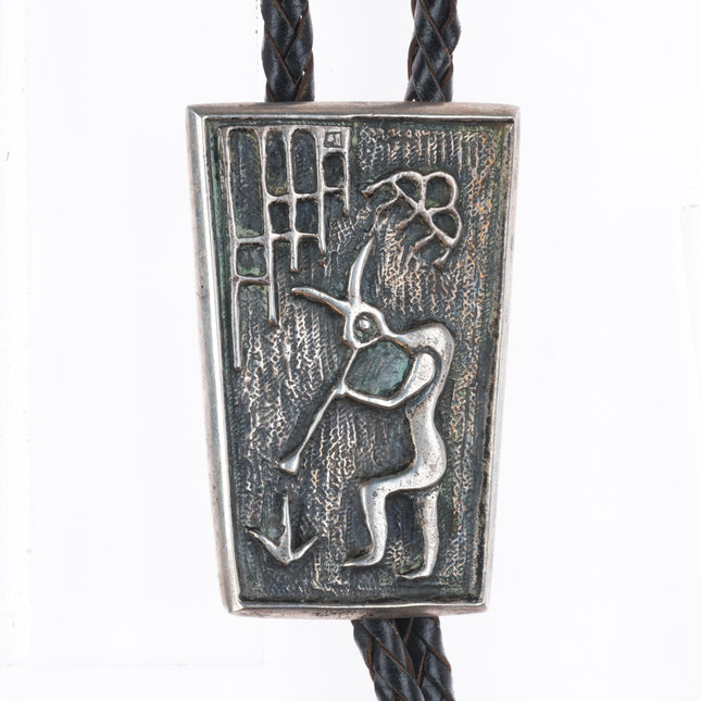 c1960 c-31 Hopi tufa cast sterling silver kokopelli bolo tie