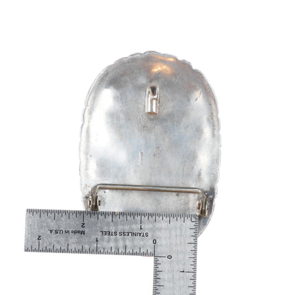 R Smith Vintage Navajo sterling silver nugget turquoise belt buckle Ron Monogram