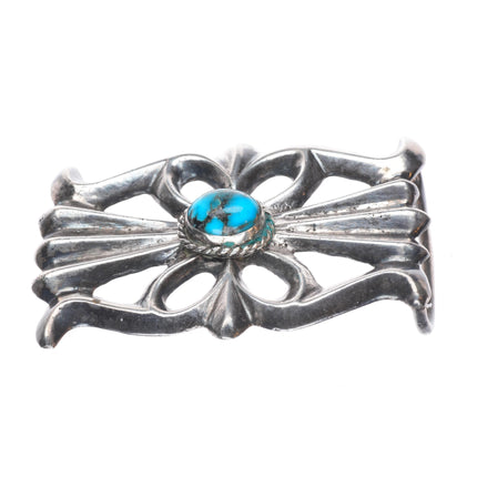 Vintage Navajo sterling silver sandcast belt buckle with turquoise t