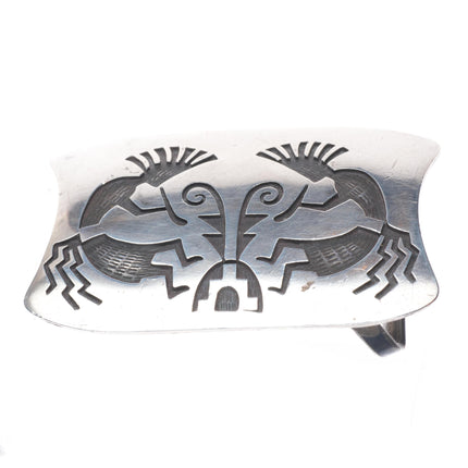 Vintage Phillip Honanie Hopi overlay kokopelli belt buckle sterling silver