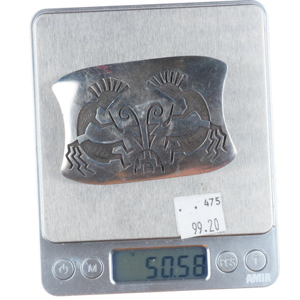 Vintage Phillip Honanie Hopi overlay kokopelli belt buckle sterling silver
