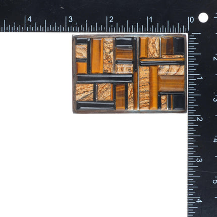 Supersmiths Navajo Black Jade, Tiger's Eye, Petrified wood sterling  belt buckle