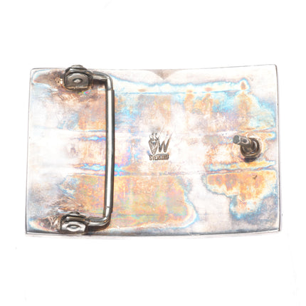 Supersmiths Navajo Black Jade, Tiger's Eye, Petrified wood sterling  belt buckle