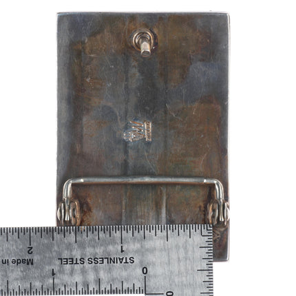 Supersmiths Navajo Black Jade, Tiger's Eye, Petrified wood sterling  belt buckle