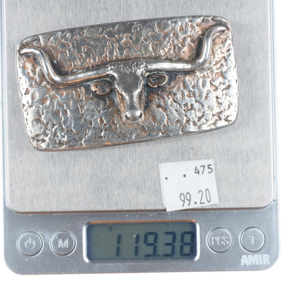 Retired James Avery Sterling silver Texas Longhorn belt buckle