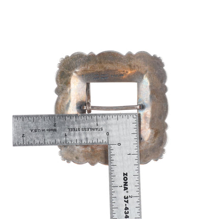 Patrick Ohlinger Southwestern sterling silver stamped belt buckle  Navajo style