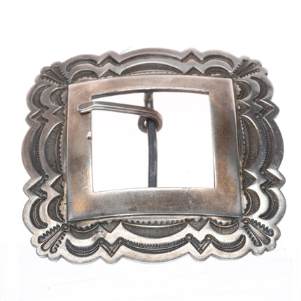 Patrick Ohlinger Southwestern sterling silver stamped belt buckle  Navajo style