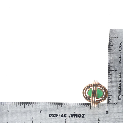 sz7.5 vintage 14k gold modernist mid century green jade ring