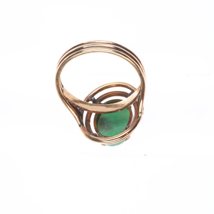 sz7.5 vintage 14k gold modernist mid century green jade ring