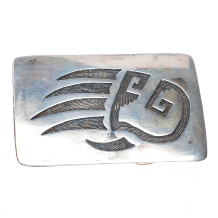 Vintage Southwestern/Native American sterling silver bear paw belt buckle