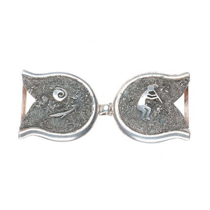 Foster Yazzie Navajo reversible 3pc sterling silver/onyx belt buckle set