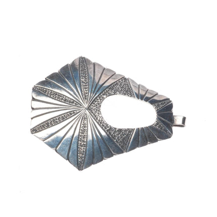 Vintage Navajo sterling silver 2pc belt buckle modernist textured design