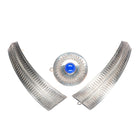 Large Ray Scott Navajo overlay 3pc lapis belt buckle set sterling silver