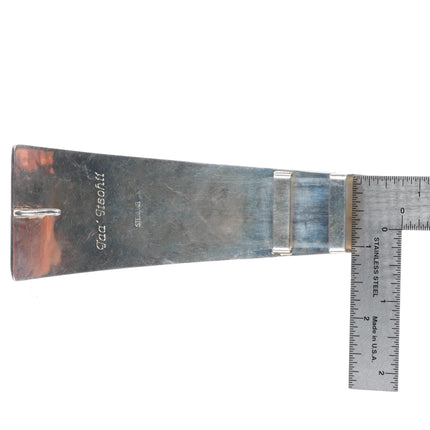 Large Ray Scott Navajo overlay 3pc lapis belt buckle set sterling silver