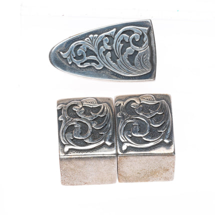 vintage Douglas Magnus - Heartline sterling silver 3/4" ranger belt buckle set