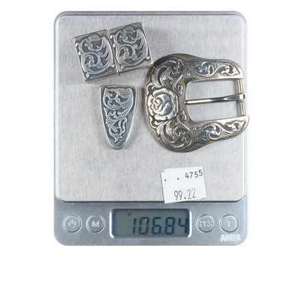 vintage Douglas Magnus - Heartline sterling silver 3/4" ranger belt buckle set