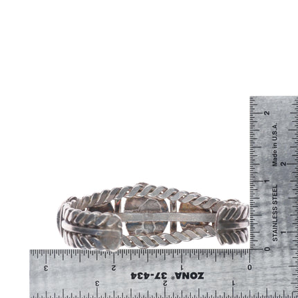 6.75" 1940's-50's Navajo Blue Gem turquoise braided sterling silver cuff bracelet