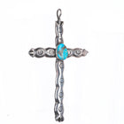 Big vintage Navajo sterling silver cross with turquoise