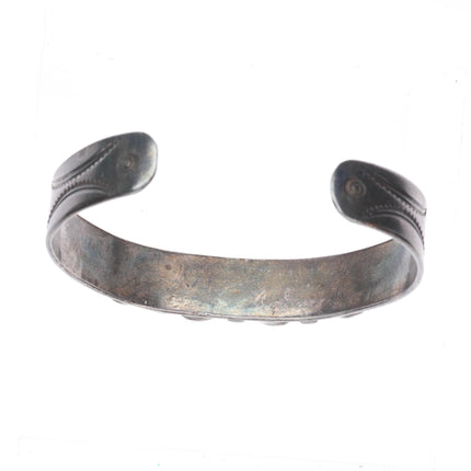 6.75" 30's-40's Navajo Vintage sterling silver turquoise row cuff bracelet