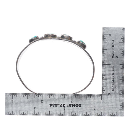 6.75" 30's-40's Navajo Vintage sterling silver turquoise row cuff bracelet
