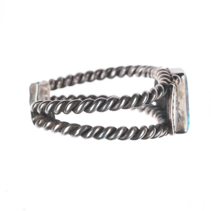 6" Vintage WB Navajo sterling silver spiderweb turquoise cuff bracelet