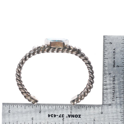 6" Vintage WB Navajo sterling silver spiderweb turquoise cuff bracelet